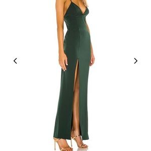 Revolve Lovers + Friends Julie Gown, Dark green dress, XS